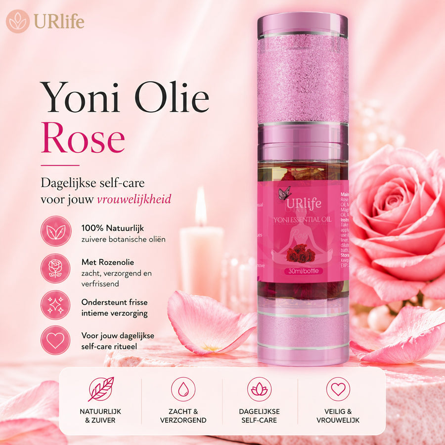 URlife Yoni Olie Rose – Natuurlijke Yoni Olie voor Intieme Verzorging met Zachte Rozengeur