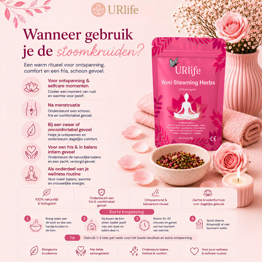 URlife Yoni Stoomkruiden – Yoni Steam Herbs voor Vaginale Stoom & Intieme Verzorging