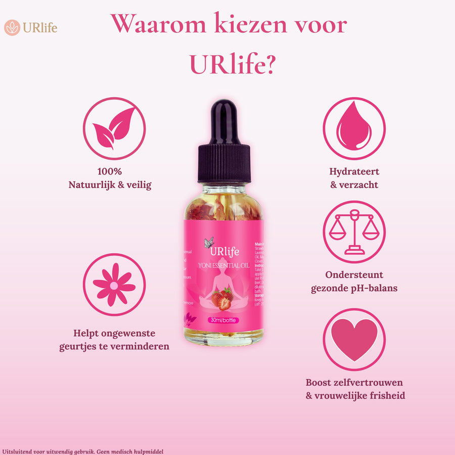URlife® Aceite Yoni Fresa – Aceite Vaginal 100 % Natural