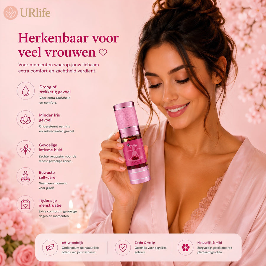 URlife Yoni Olie Rose – Natuurlijke Yoni Olie voor Intieme Verzorging met Zachte Rozengeur