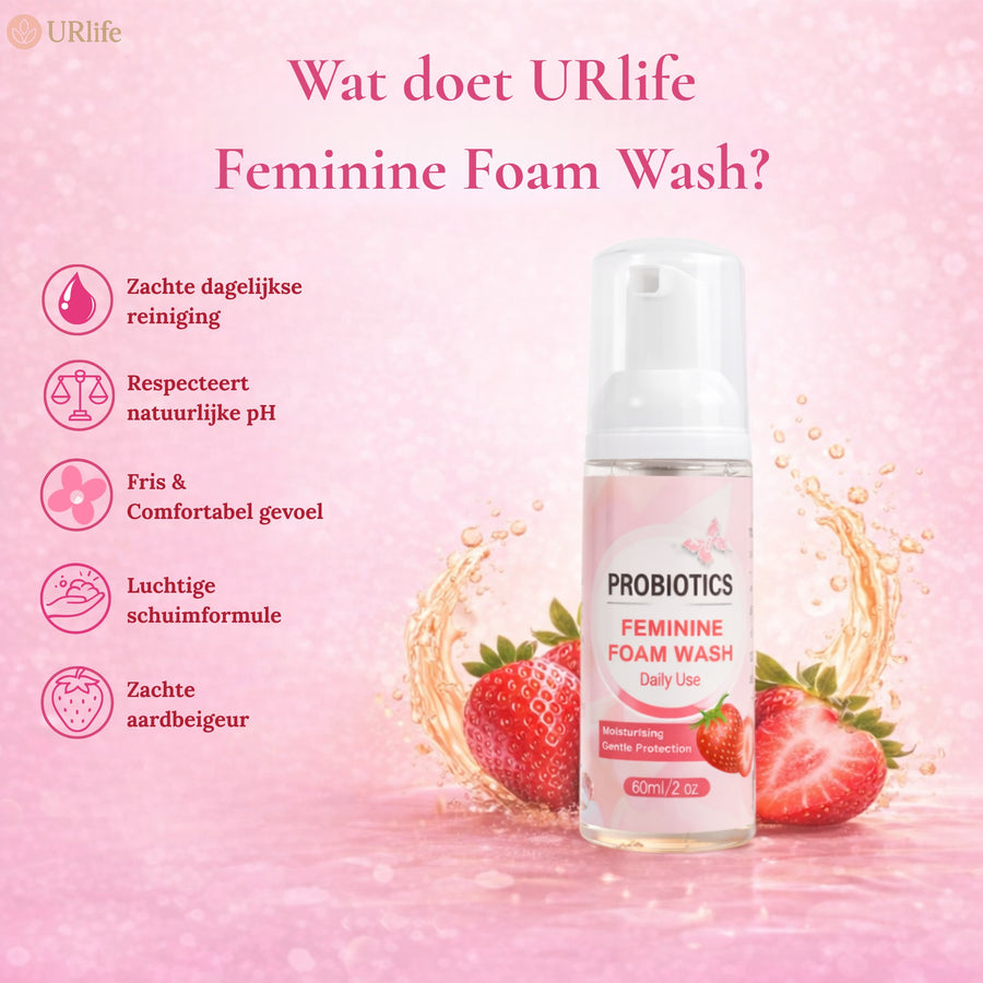 URlife® Feminine Foam Wash Fresa – Espuma Íntima Suave